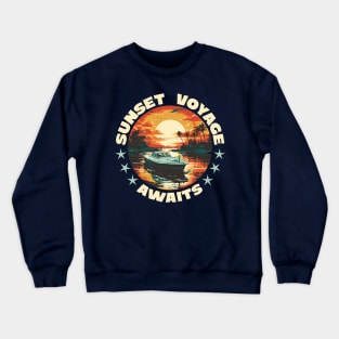 Boat in the water sunset Crewneck Sweatshirt